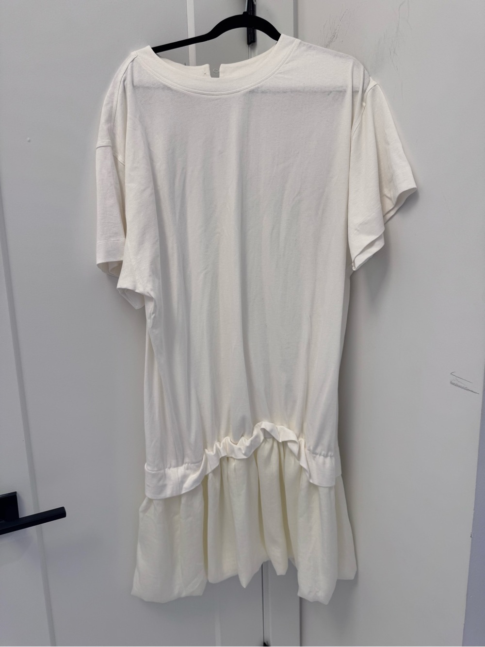 ASOS White Short-Sleeve Ruffle-Hem Tunic